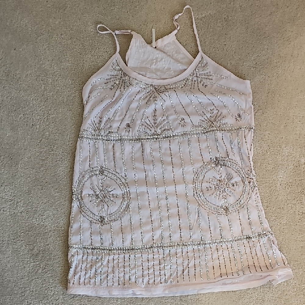 Embellished White Tank Top